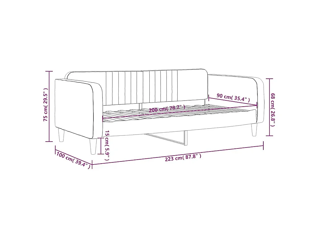 Slaapbank 90x200 cm fluweel donkergroen
