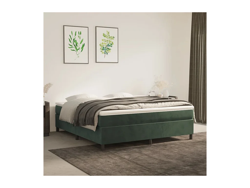 Cadre de lit sans matelas vert foncé 160x200 cm velours