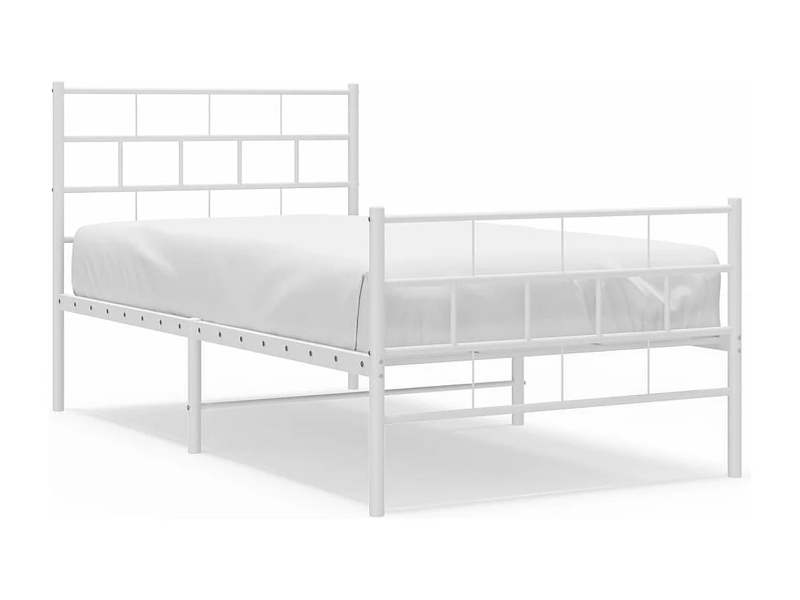 Estrutura de cama com cabeceira e pés 80x200 cm metal branco