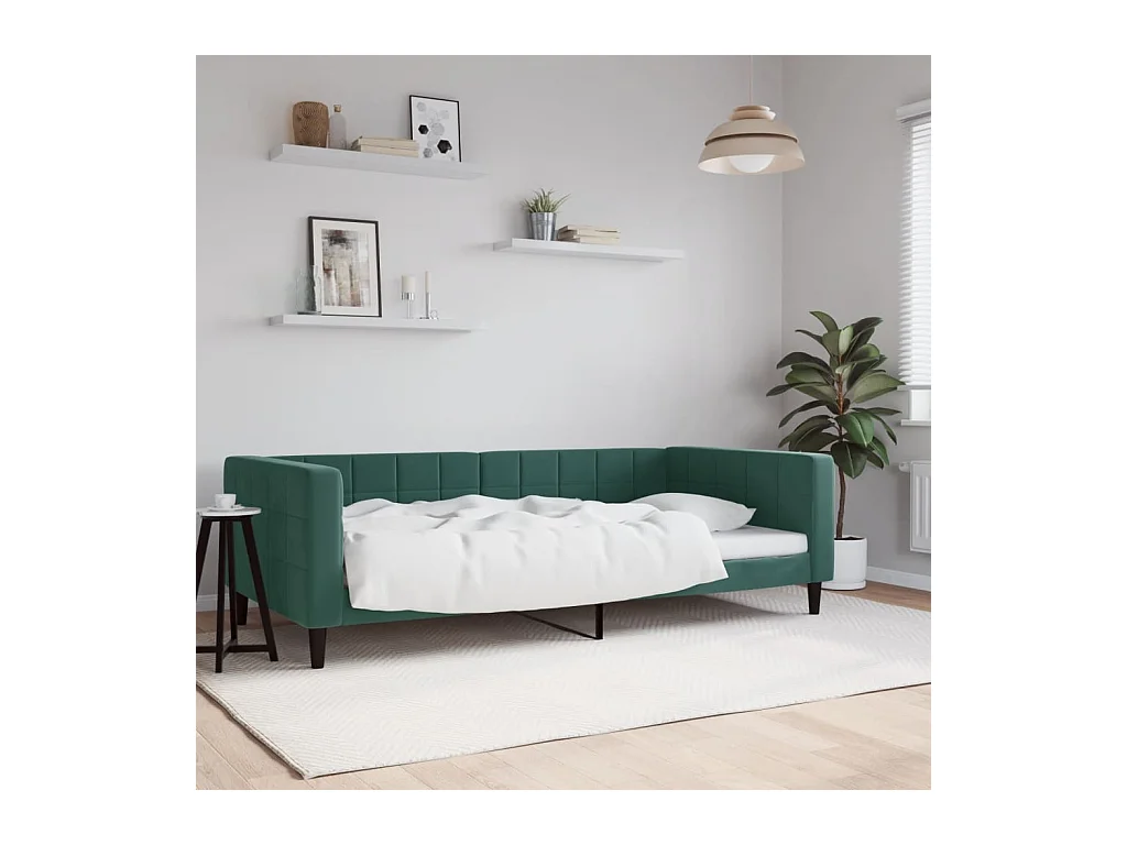 Lit de repos sans matelas vert foncé 100x200 cm velours
