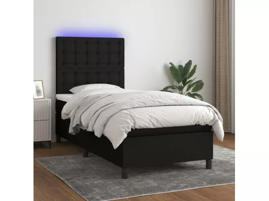 Kauf Unique Boxspringbett mit Matratze & LED Schwarz 90x200 cm Stoff