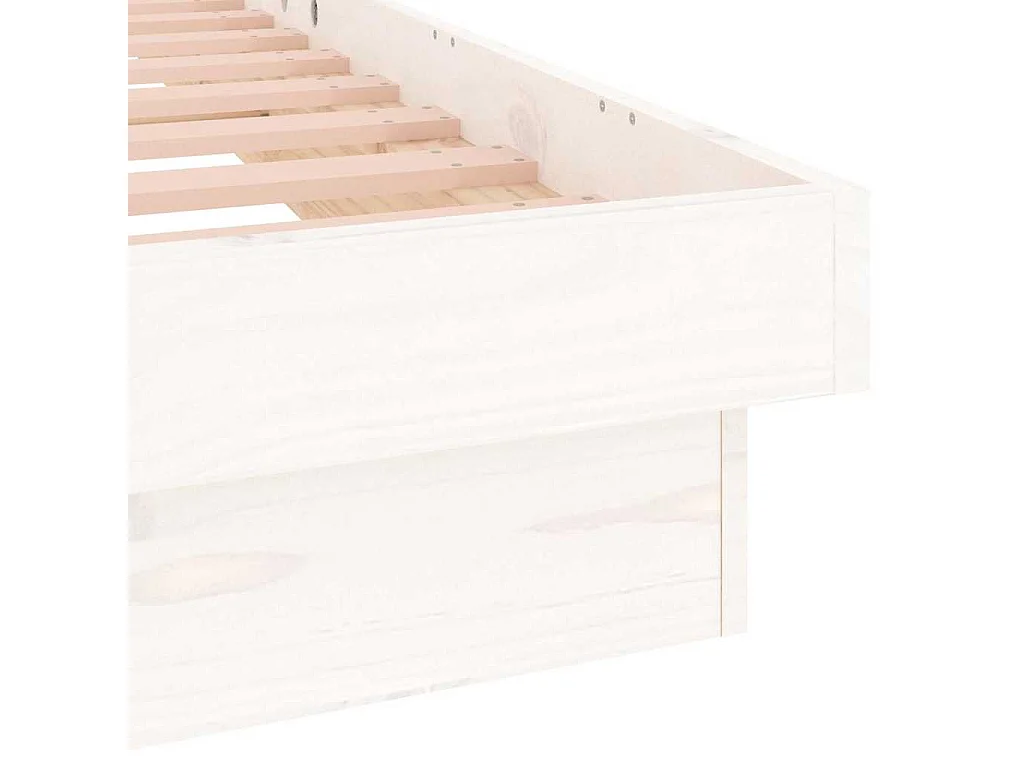 Cadre de lit à LED sans matelas blanc bois massif