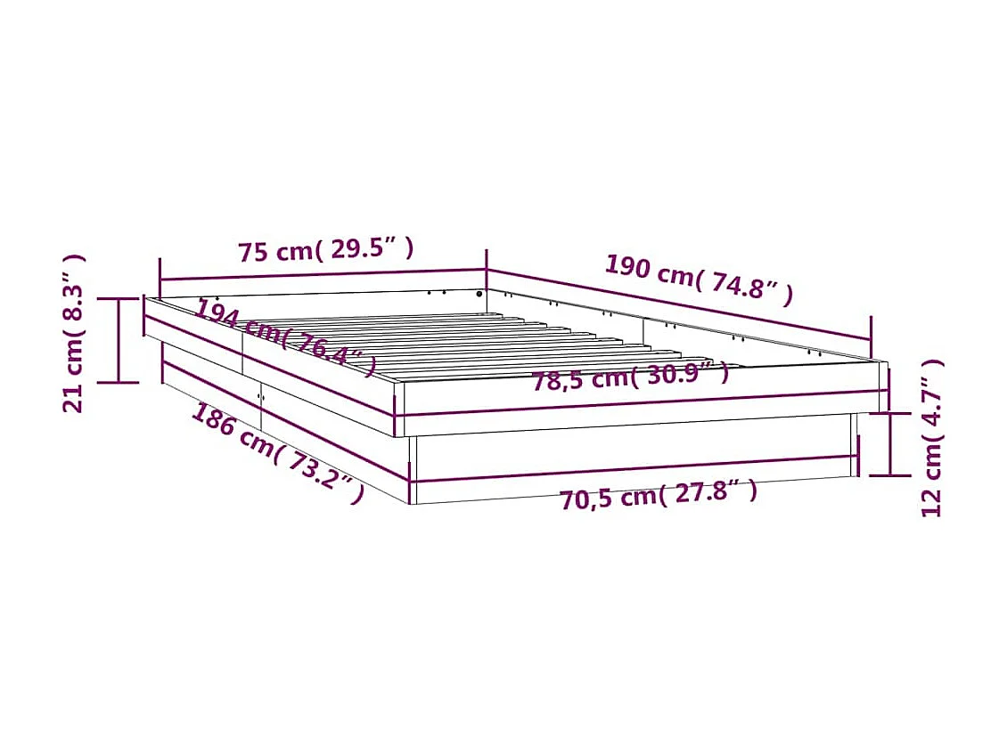 Giroletto LED Bianco 75x190 cm Small Single Legno Massello