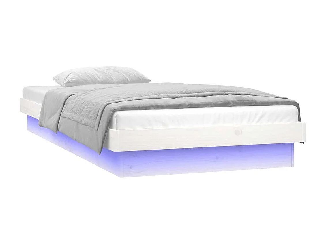 Massivholzbett mit LEDs Weiß 75x190 cm
