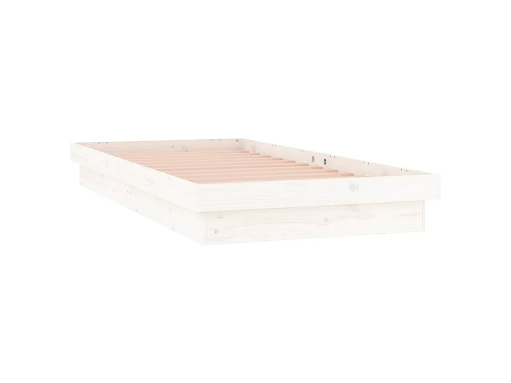 Cadre de lit à LED sans matelas blanc bois massif