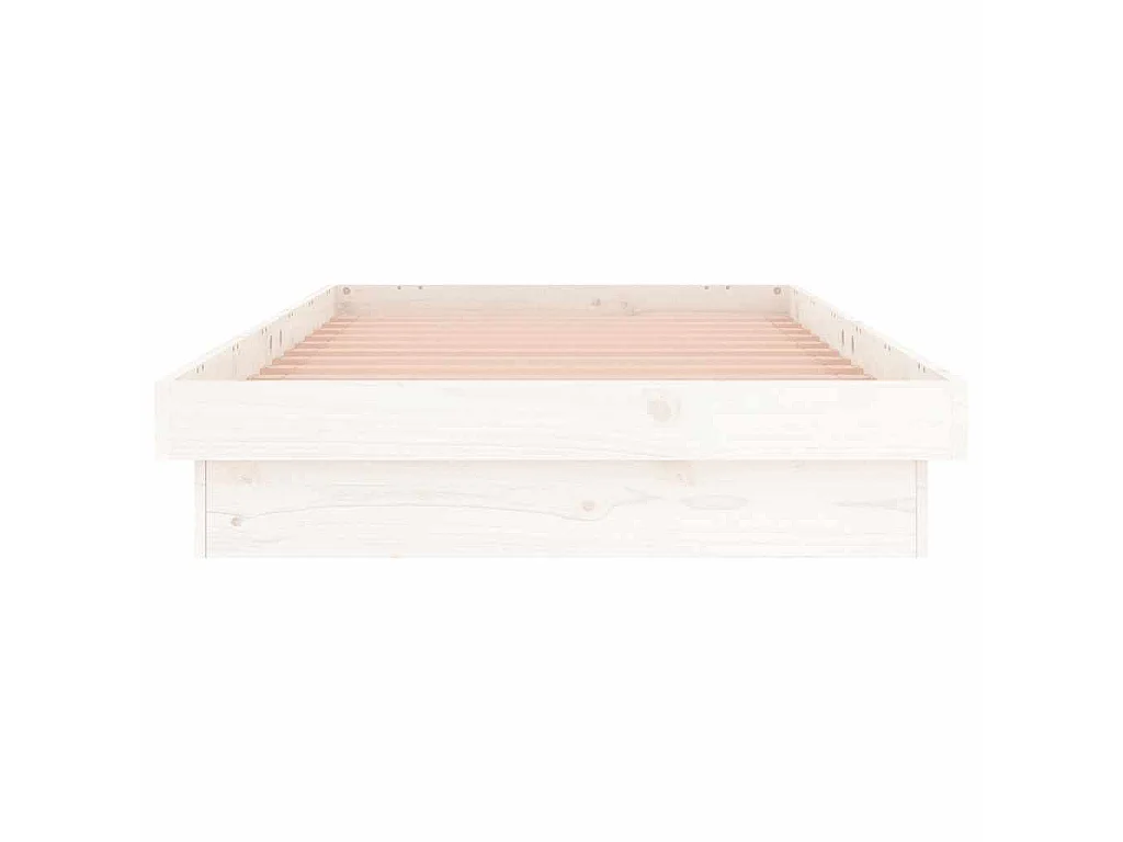 Cadre de lit à LED sans matelas blanc bois massif