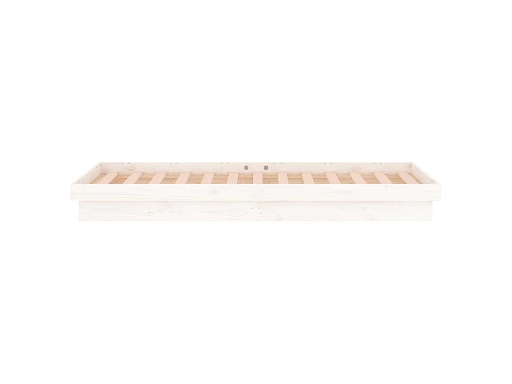 Cadre de lit à LED sans matelas blanc bois massif