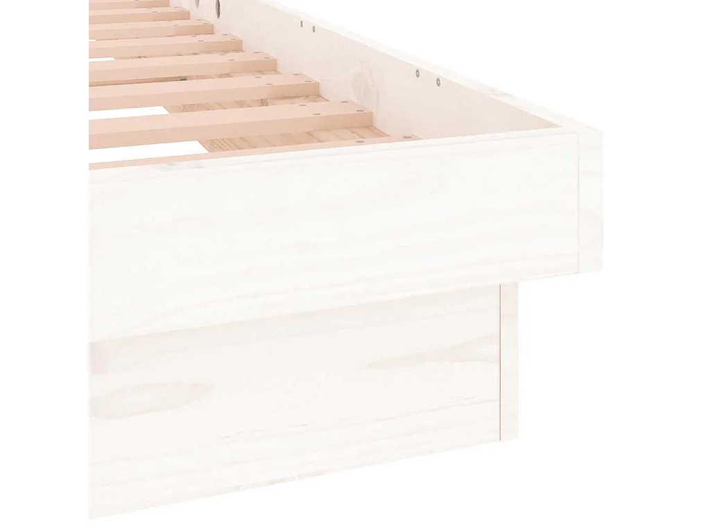 Cadre de lit à LED sans matelas blanc bois massif