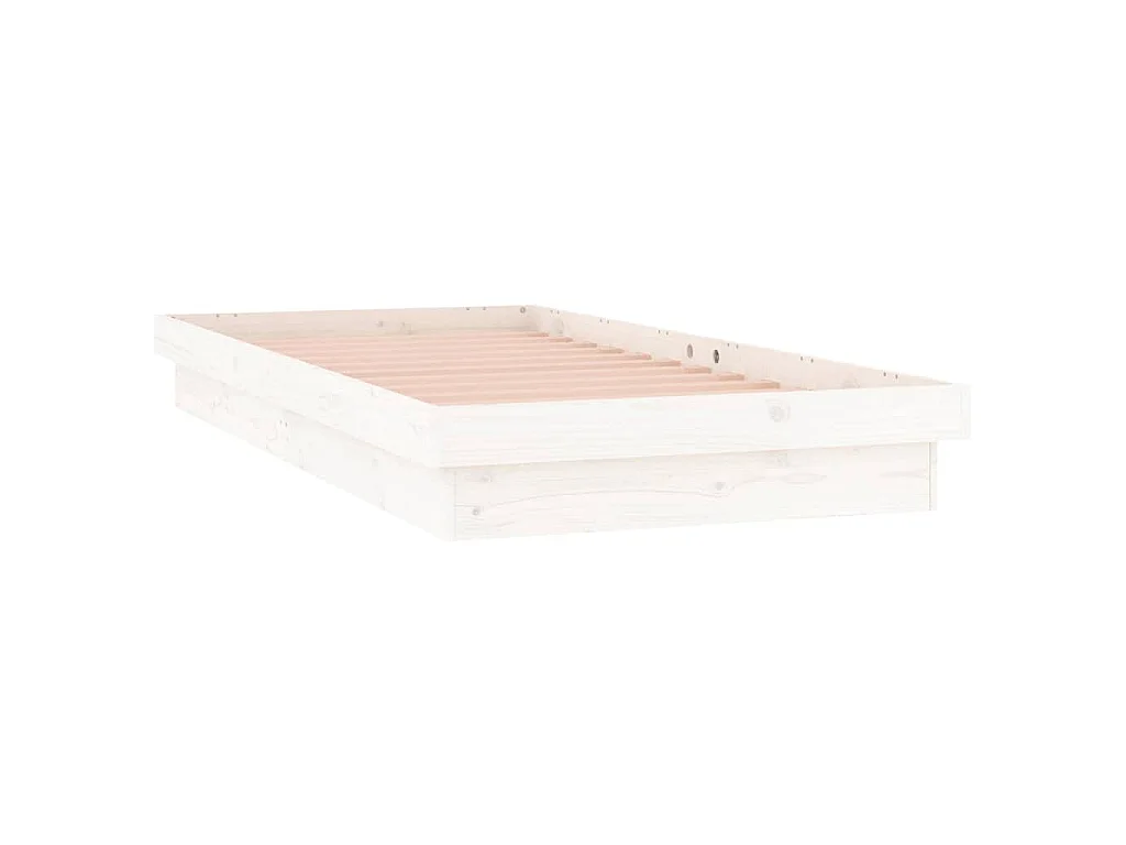 Cadre de lit à LED sans matelas blanc bois massif