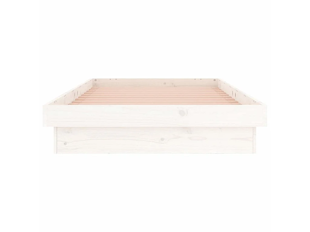 Cadre de lit à LED sans matelas blanc bois massif