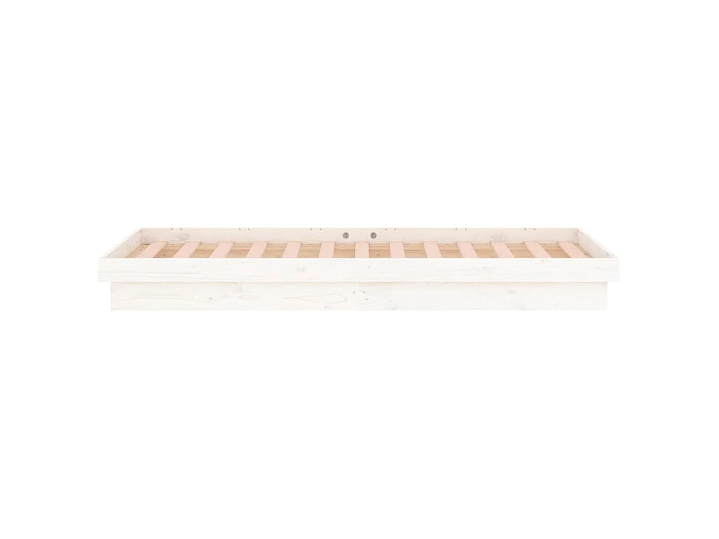 Cadre de lit à LED sans matelas blanc bois massif