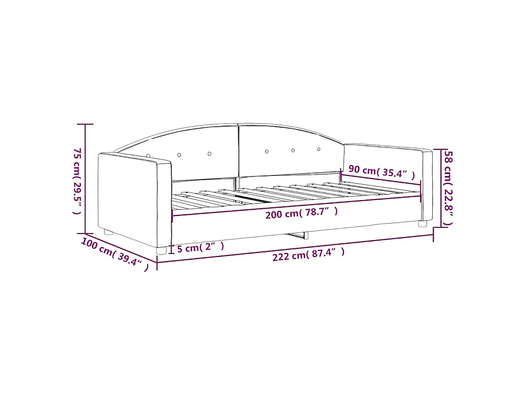 Lit de repos sans matelas vert foncé 90x200 cm velours