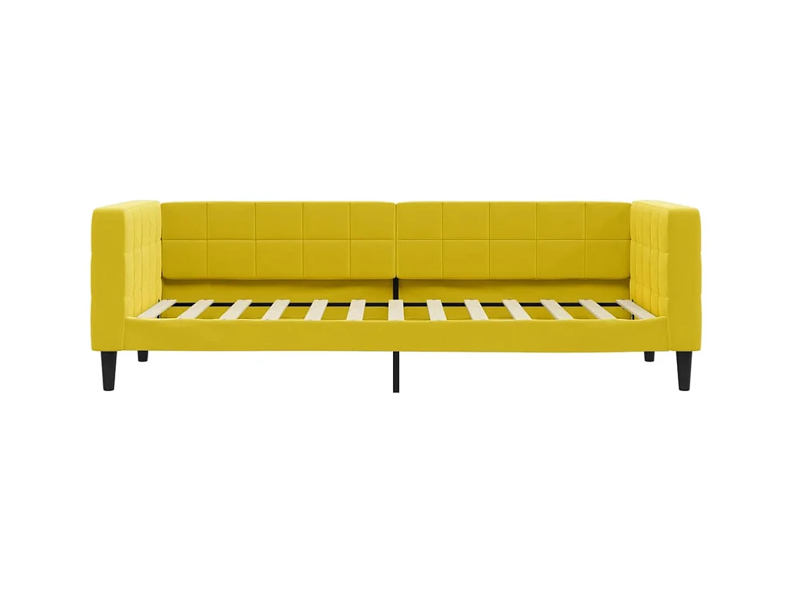 Divano Letto Estraibile con Cassetti Giallo 80x200cm in Velluto