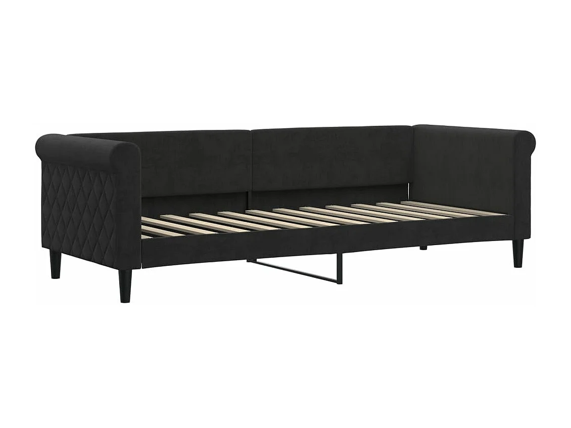 Divano Letto Estraibile con Cassetti Nero 80x200 cm in Velluto