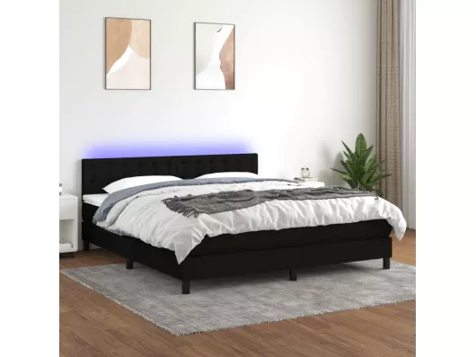 Kauf Unique Boxspringbett mit Matratze & LED Schwarz 180x200 cm Stoff