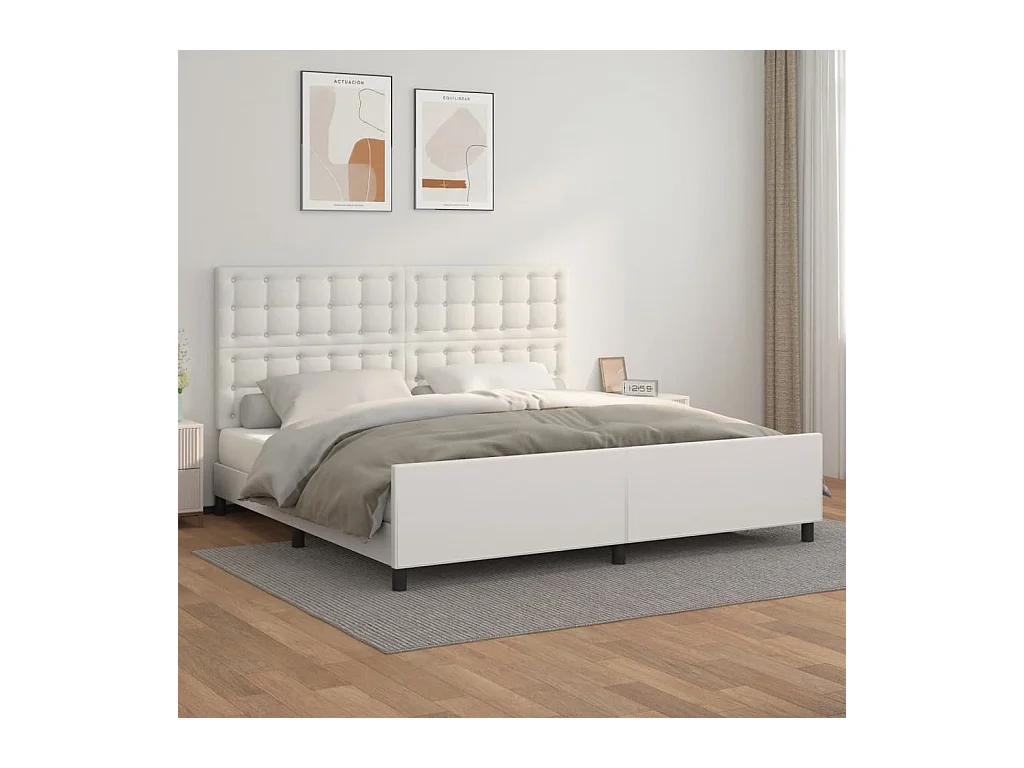 Giroletto con Testiera Bianco 200x200 cm in Similpelle
