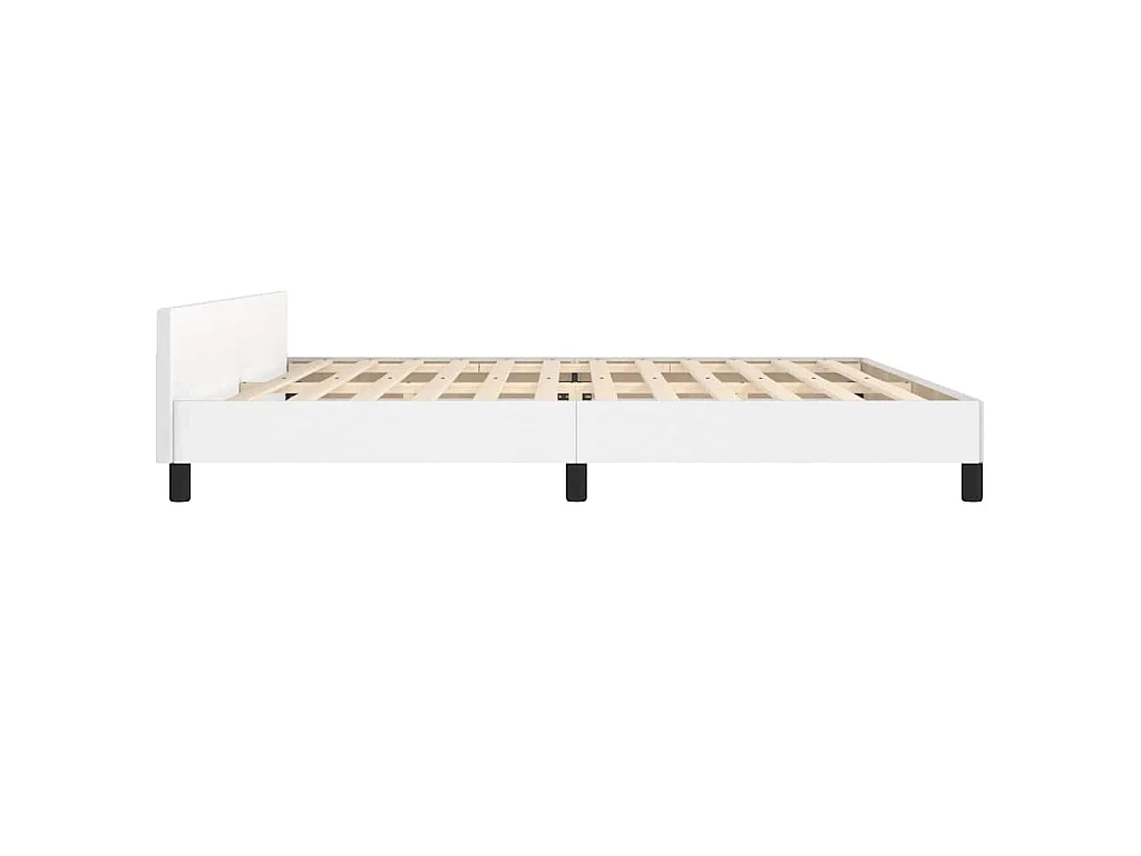 Estrutura cama c/ cabeceira couro artificial 200x200 cm branco