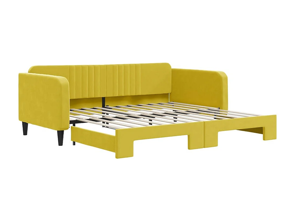 Divano Letto con Letto Estraibile Giallo 100x200 cm in Velluto