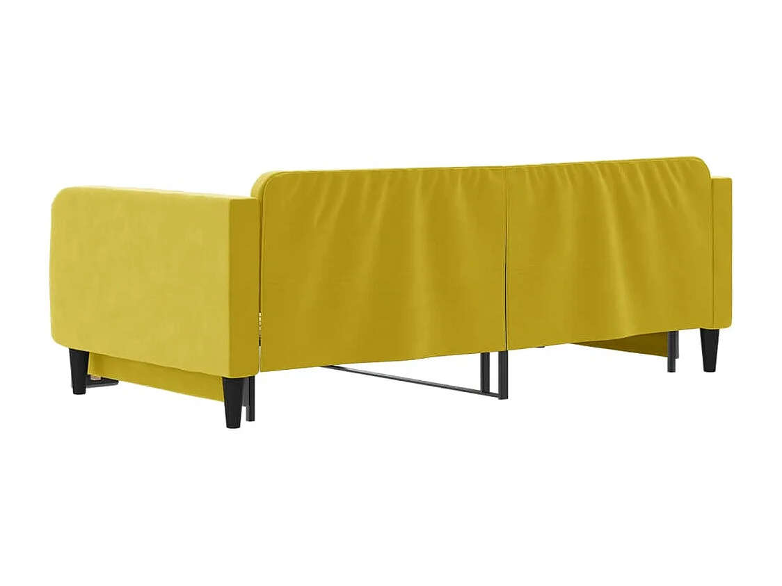 Divano Letto con Letto Estraibile Giallo 100x200 cm in Velluto