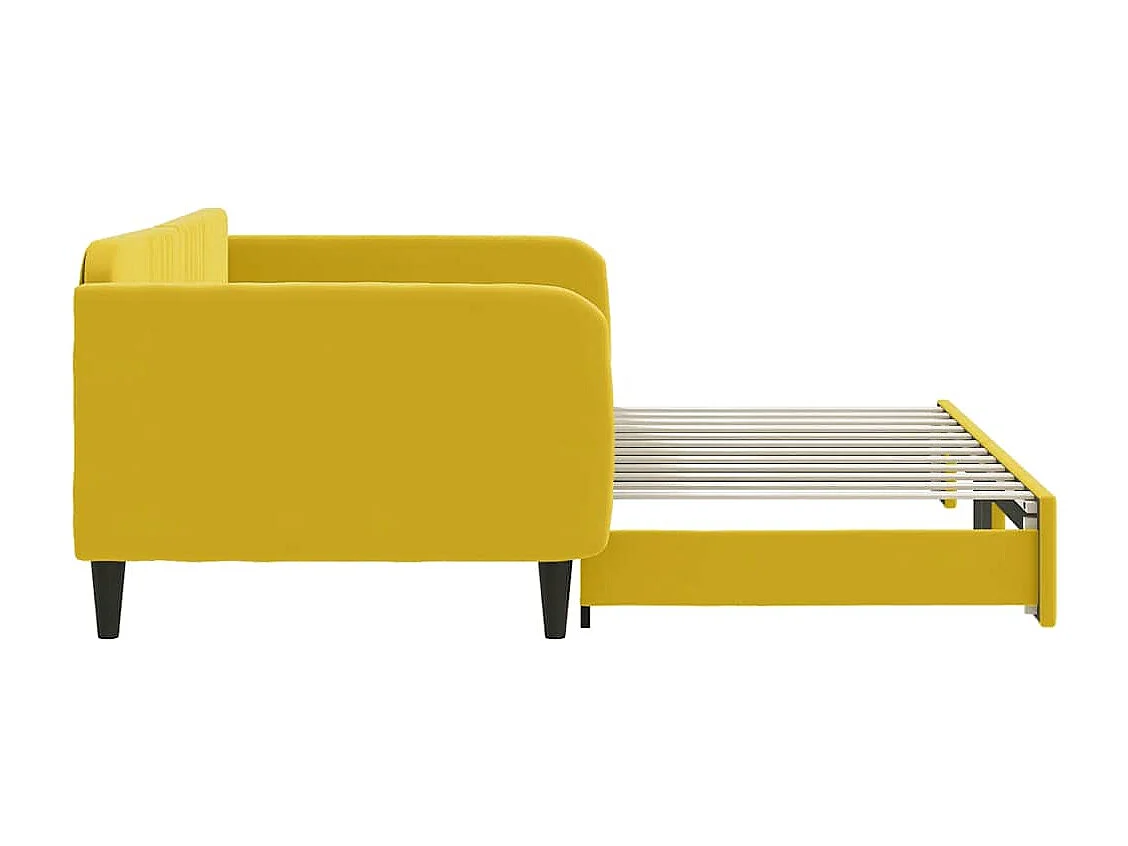 Lit de jour avec lit gigogne jaune 100x200 cm velours