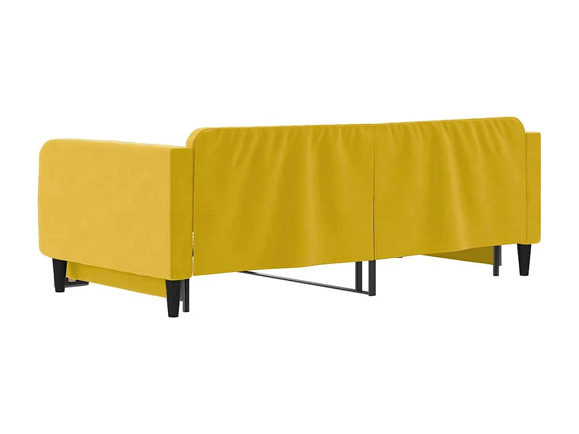 Sofá-cama com gavetão 100x200 cm veludo amarelo