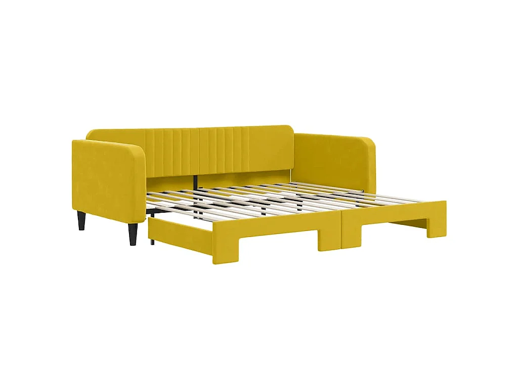 Lit de jour avec lit gigogne jaune 100x200 cm velours