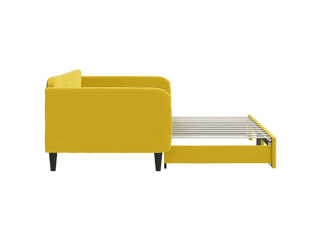 Lit de jour avec lit gigogne jaune 100x200 cm velours