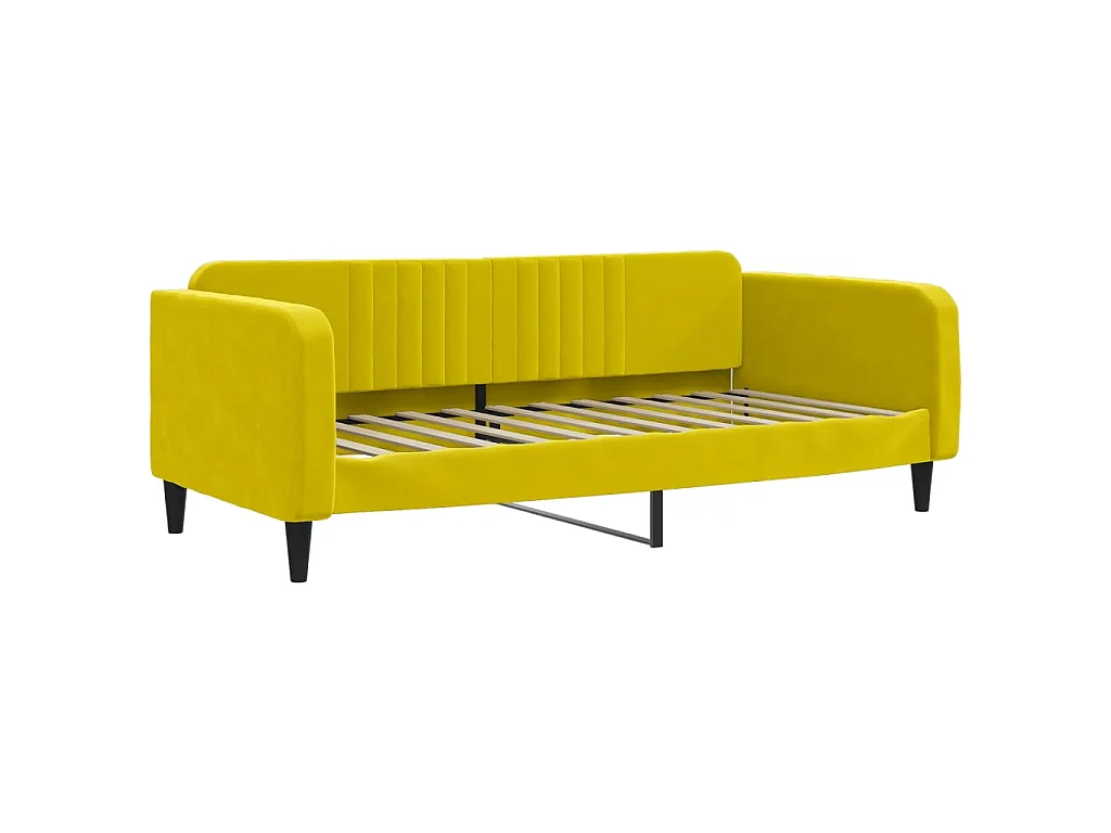 Lit de jour avec lit gigogne jaune 100x200 cm velours