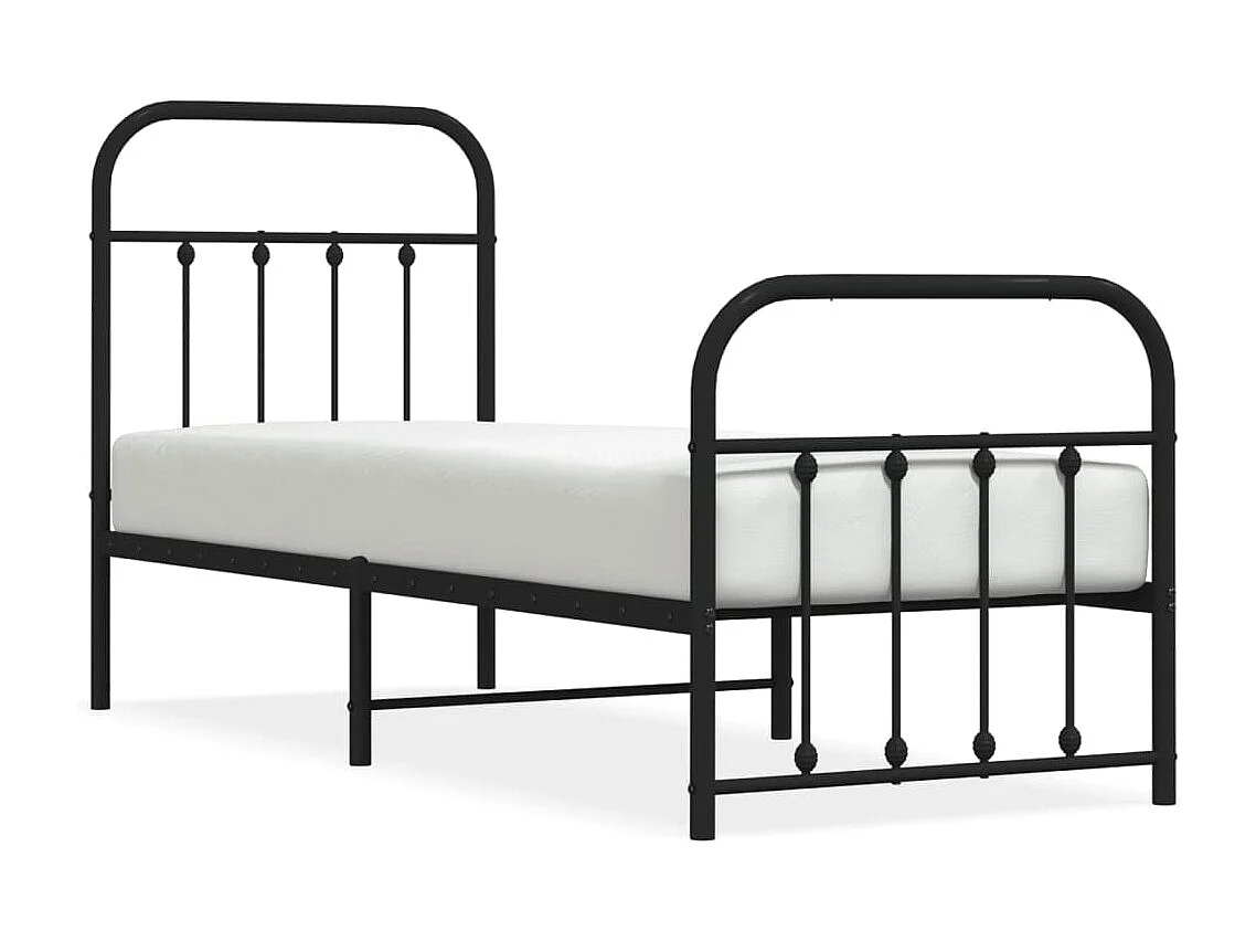 Estructura cama sin colchón con estribo metal negro 75x190 cm