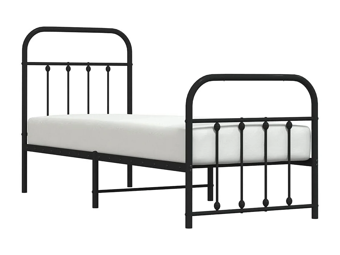 Estructura cama sin colchón con estribo metal negro 75x190 cm