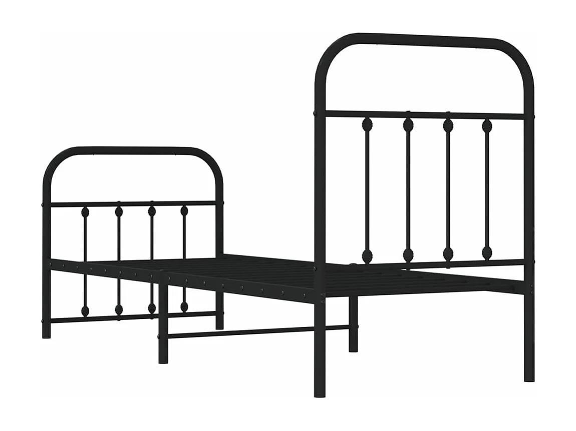 Estructura cama sin colchón con estribo metal negro 75x190 cm