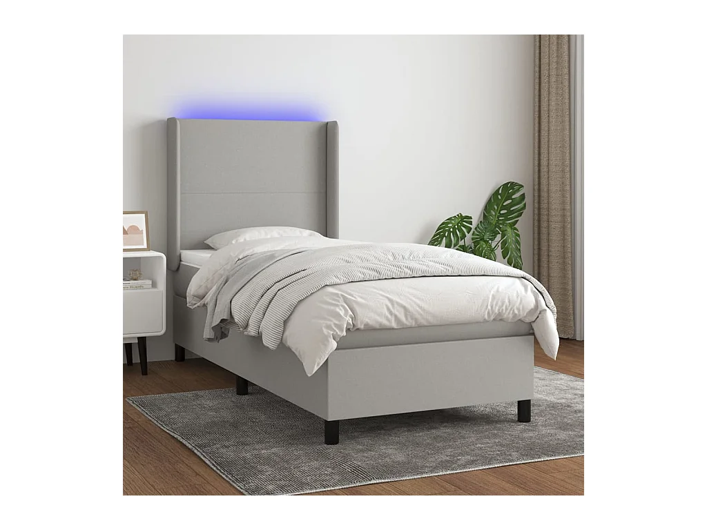 Sommier à lattes de lit matelas LED Gris clair 80x200 cm Tissu