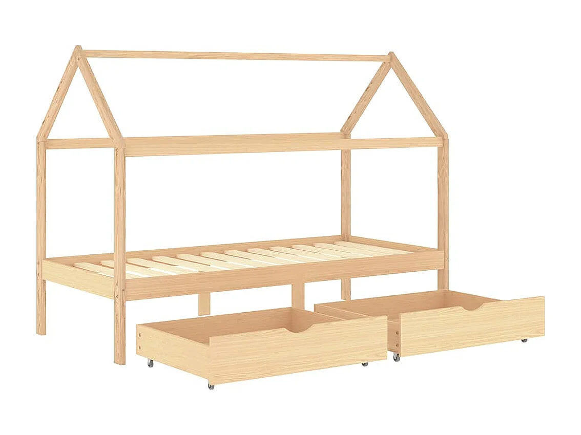 Cadre de lit d'enfant avec tiroirs Bois de pin massif 90x200 cm
