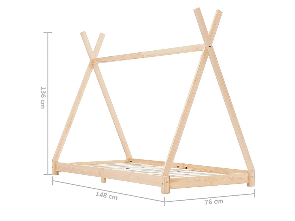 Giroletto per Bambini in Legno Massello di Pino 70x140 cm