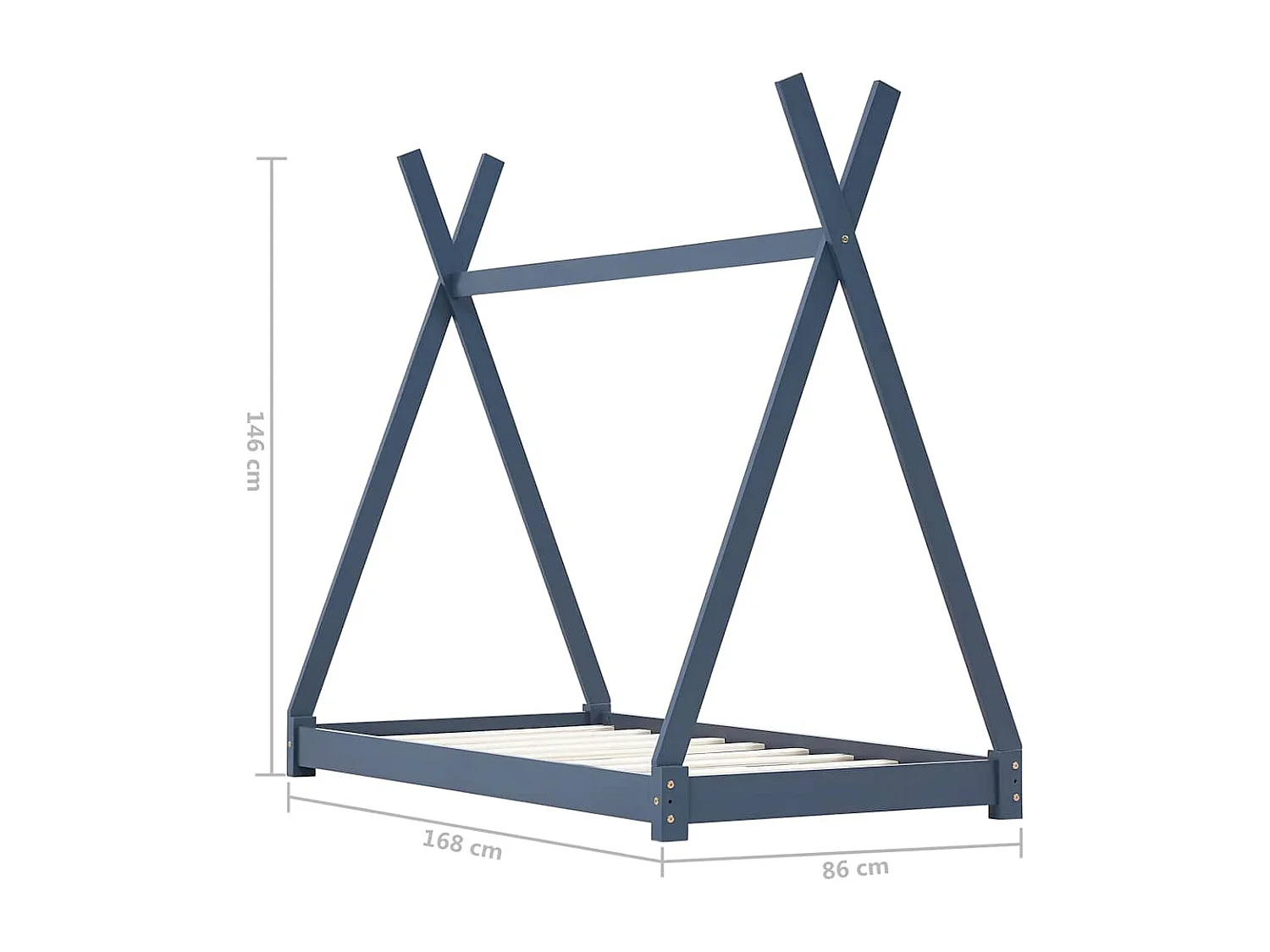 Kinderbedframe massief grenenhout grijs 80x160 cm