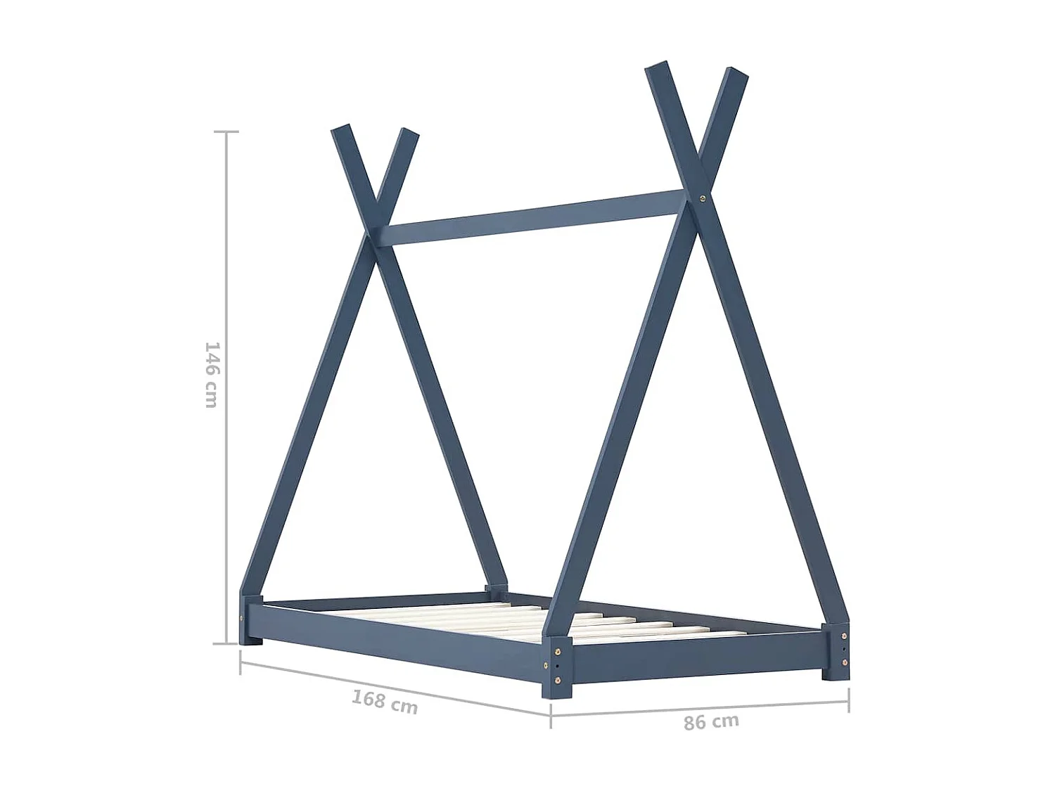 Kinderbedframe massief grenenhout grijs 80x160 cm