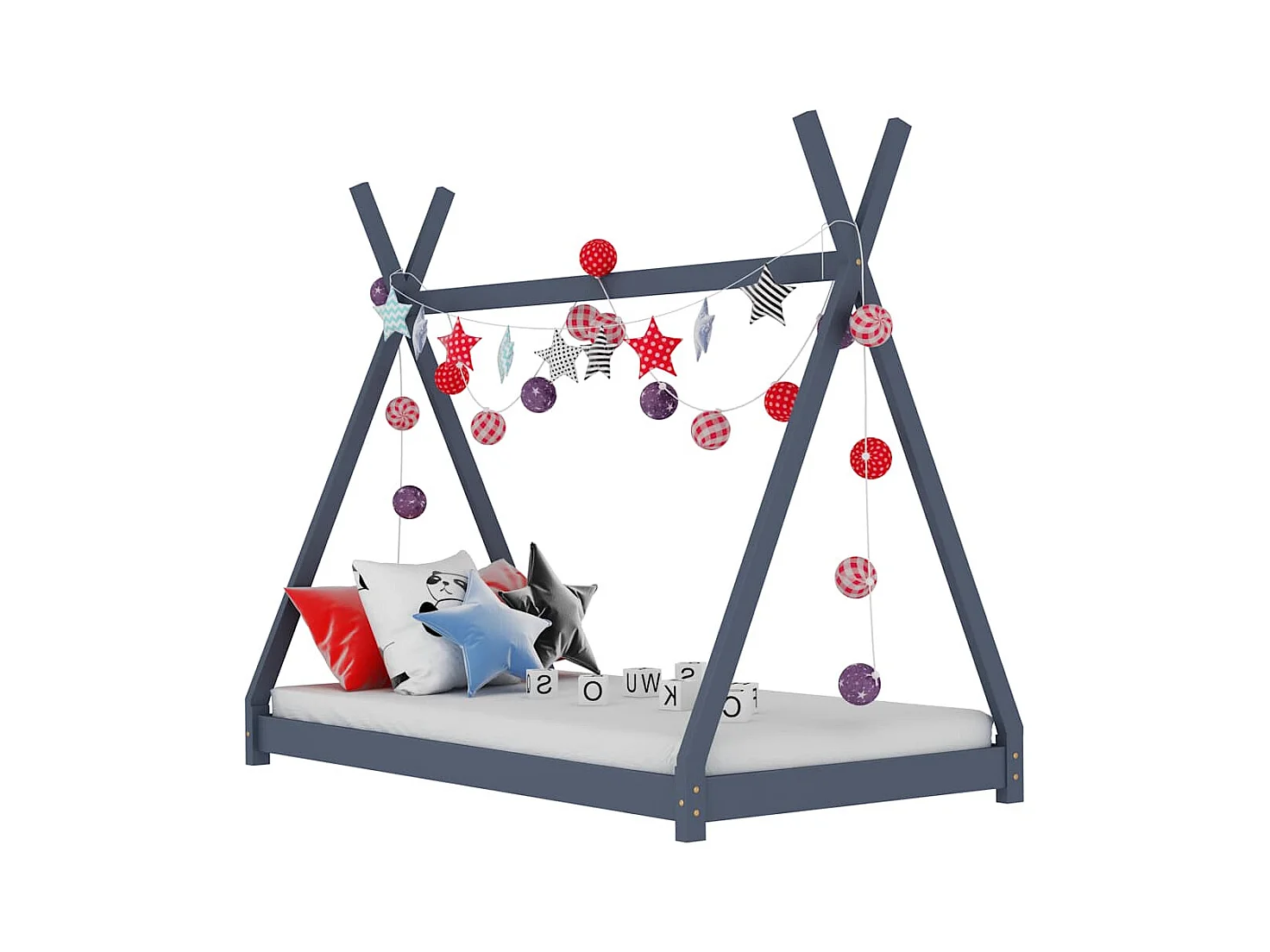 Cadre de lit d'enfant Gris Bois de pin massif 80x160 cm
