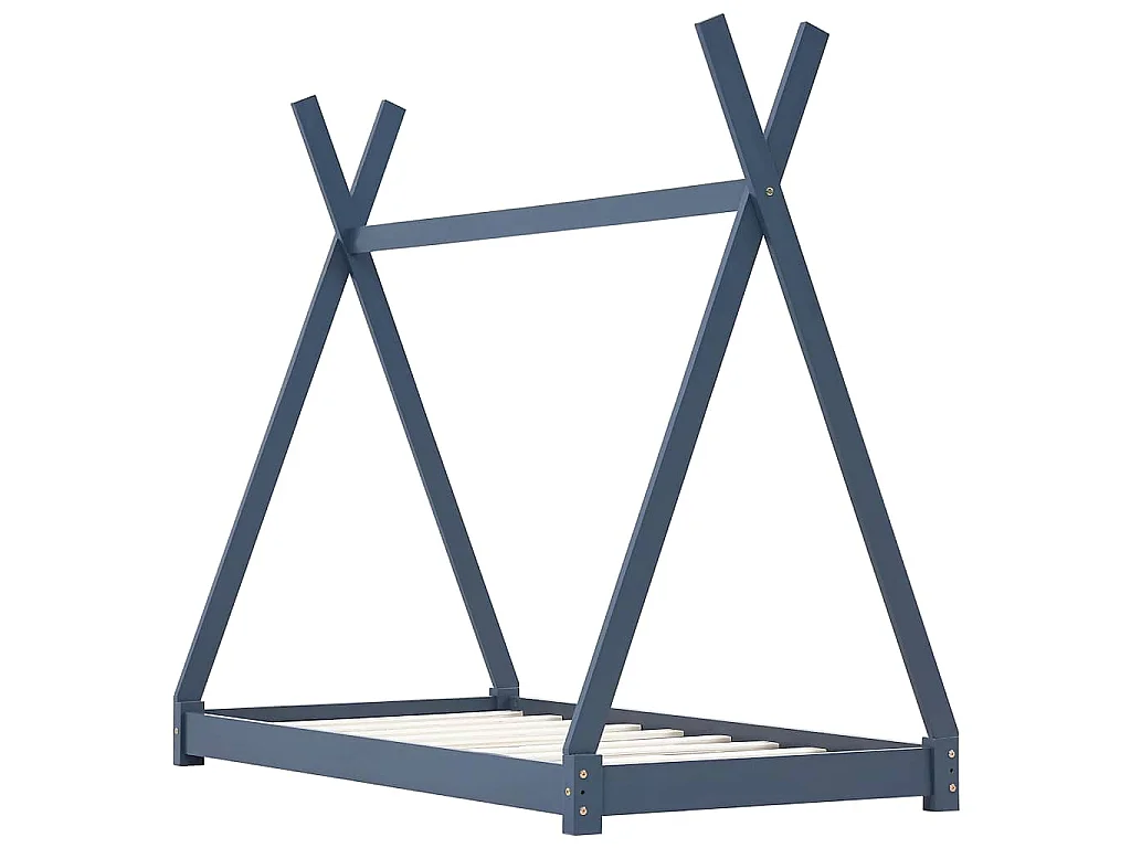 Cadre de lit d'enfant Gris Bois de pin massif 80x160 cm