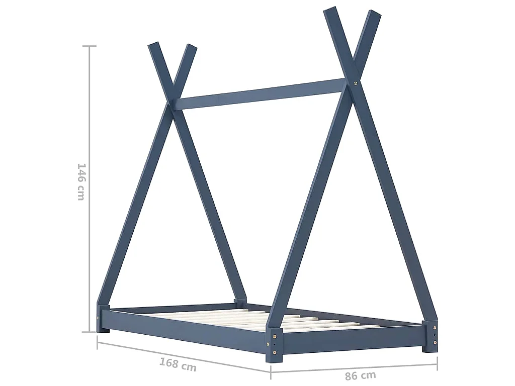 Cadre de lit d'enfant Gris Bois de pin massif 80x160 cm