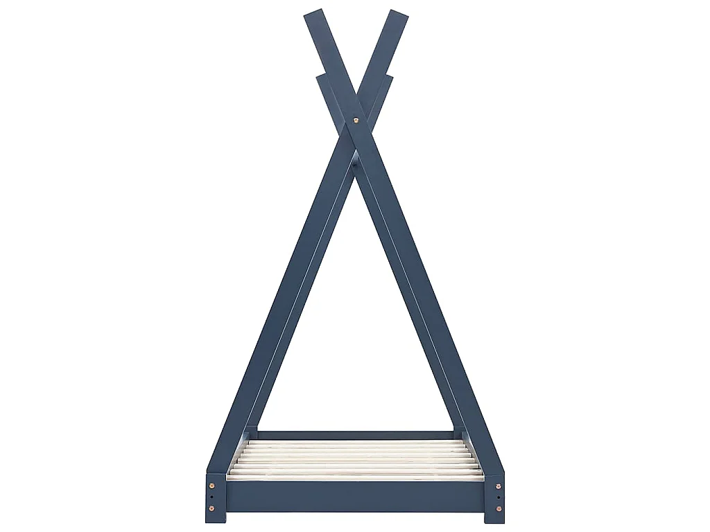 Cadre de lit d'enfant Gris Bois de pin massif 80x160 cm