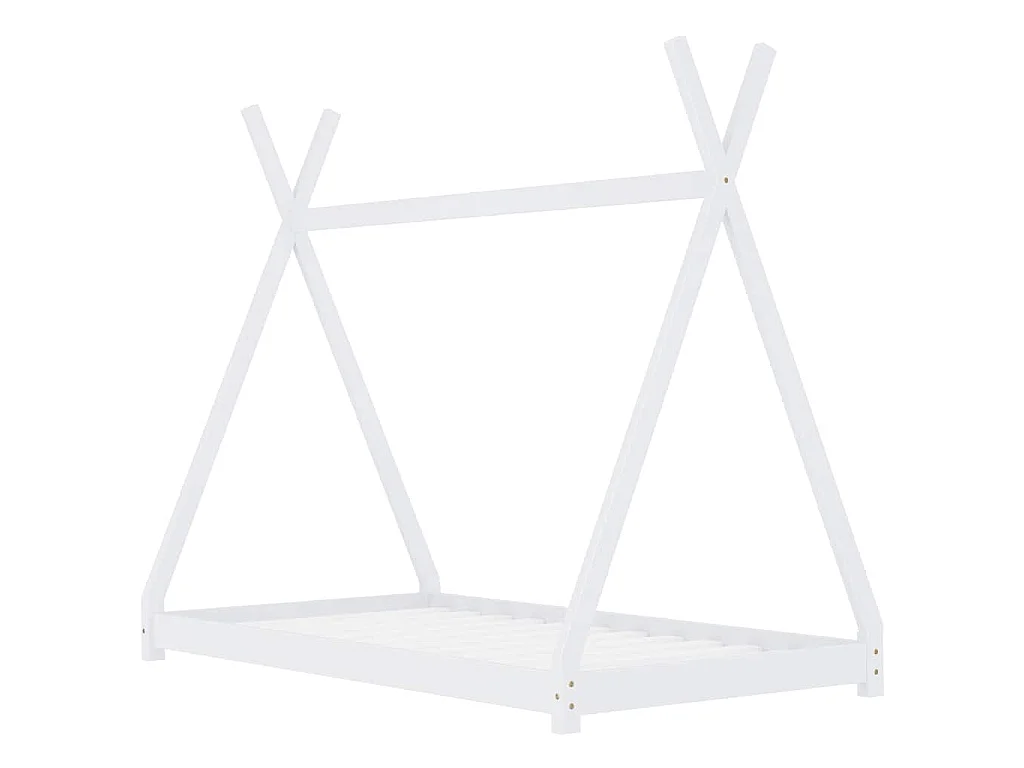 Cadre de lit d'enfant Blanc Bois de pin massif 90 x 200 cm