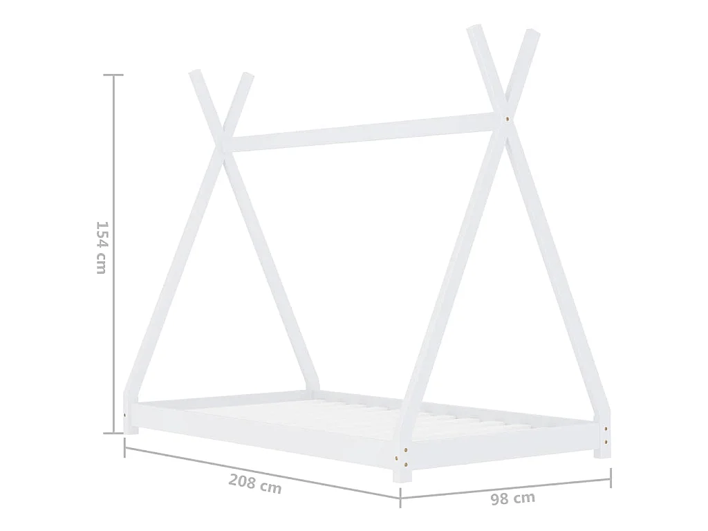 Cadre de lit d'enfant Blanc Bois de pin massif 90 x 200 cm