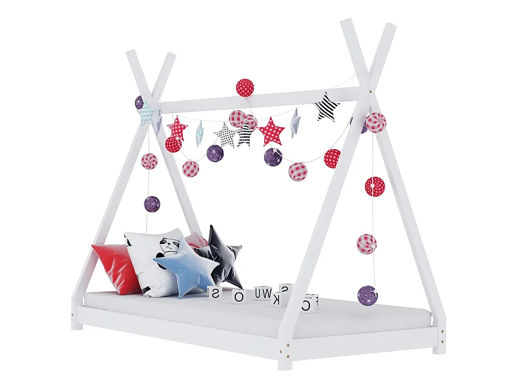 Cadre de lit d'enfant Blanc Bois de pin massif 90 x 200 cm