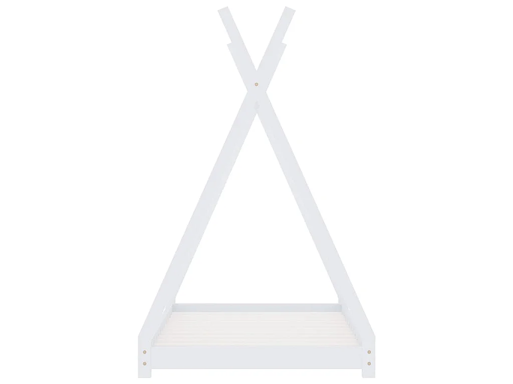 Kinderbedframe massief grenenhout wit 90x200 cm