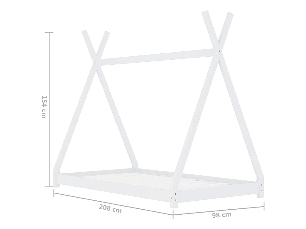 Kinderbedframe massief grenenhout wit 90x200 cm