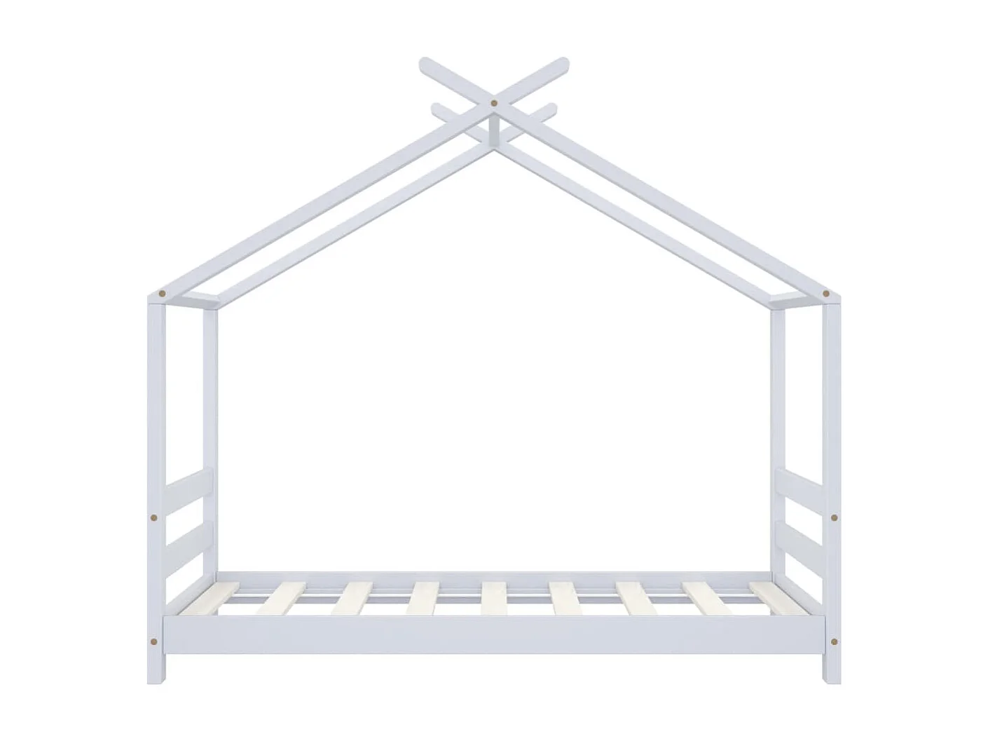Kinderbedframe massief grenenhout wit 70x140 cm