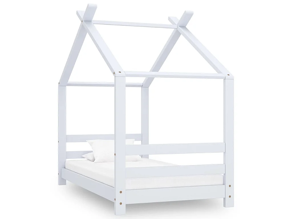Cadre de lit d'enfant Blanc Bois de pin massif 70x140 cm