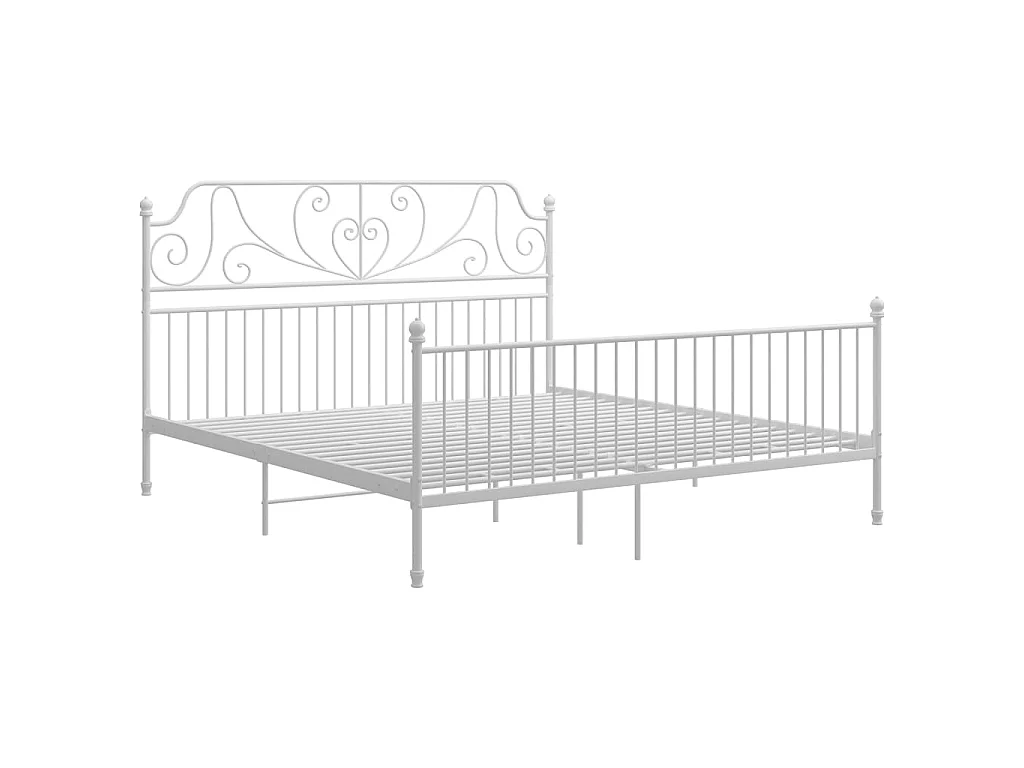 Cadre de lit sans matelas blanc métal 180x200 cm