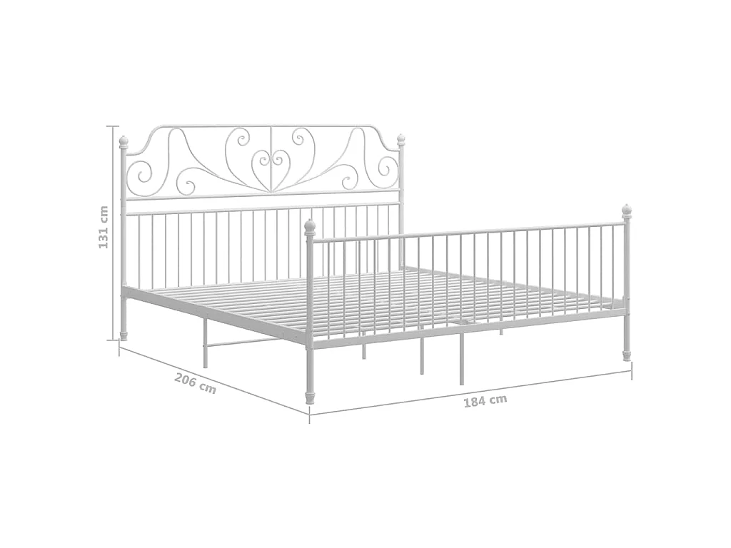 Cadre de lit sans matelas blanc métal 180x200 cm