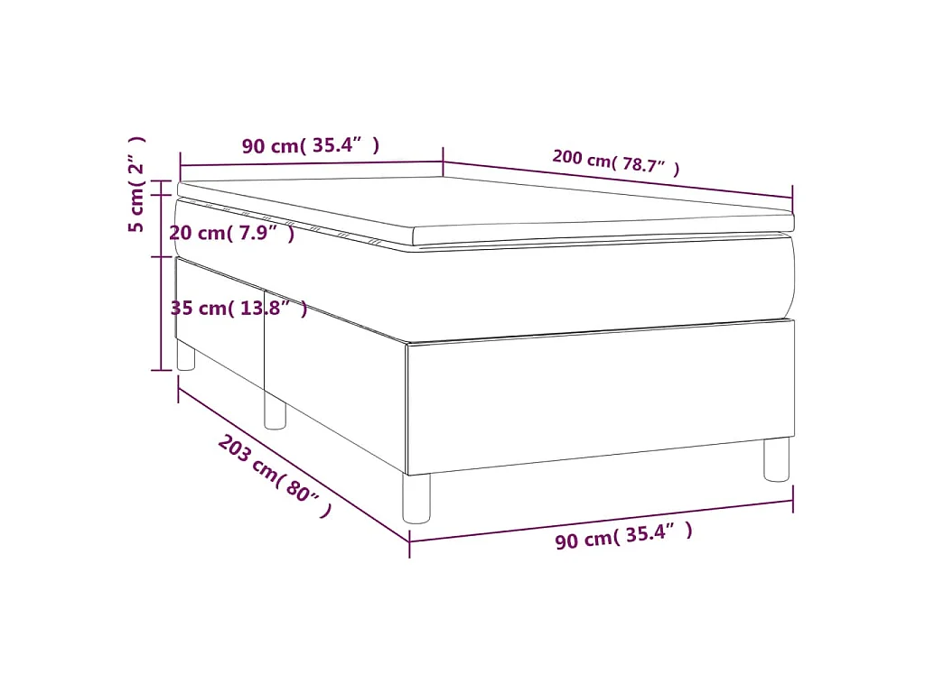 Boxspringbett mit Matratze Taupe 90x200 cm Stoff
